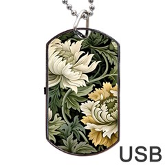 Flower Blossom Bloom Botanical Spring Nature Floral Pattern Leaves Dog Tag Usb Flash (one Side)