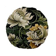 Flower Blossom Bloom Botanical Spring Nature Floral Pattern Leaves Standard 15  Premium Round Cushions