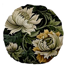 Flower Blossom Bloom Botanical Spring Nature Floral Pattern Leaves Large 18  Premium Round Cushions