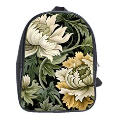 Flower Blossom Bloom Botanical Spring Nature Floral Pattern Leaves School Bag (xl)