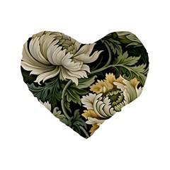 Flower Blossom Bloom Botanical Spring Nature Floral Pattern Leaves Standard 16  Premium Heart Shape Cushions