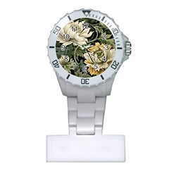 Flower Blossom Bloom Botanical Spring Nature Floral Pattern Leaves Plastic Nurses Watch