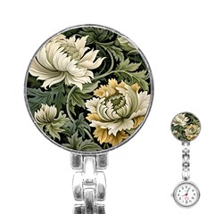 Flower Blossom Bloom Botanical Spring Nature Floral Pattern Leaves Stainless Steel Nurses Watch by Maspions