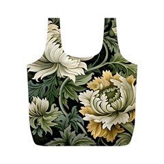 Flower Blossom Bloom Botanical Spring Nature Floral Pattern Leaves Full Print Recycle Bag (m)