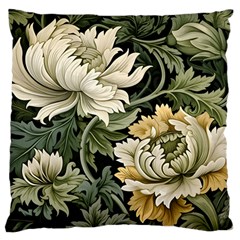 Flower Blossom Bloom Botanical Spring Nature Floral Pattern Leaves Large Premium Plush Fleece Cushion Case (two Sides)