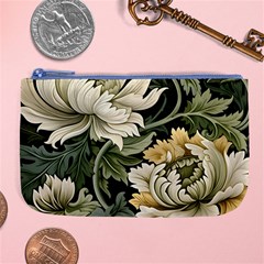 Flower Blossom Bloom Botanical Spring Nature Floral Pattern Leaves Large Coin Purse