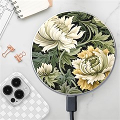 Flower Blossom Bloom Botanical Spring Nature Floral Pattern Leaves Wireless Fast Charger(white) by Maspions