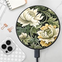 Flower Blossom Bloom Botanical Spring Nature Floral Pattern Leaves Wireless Fast Charger(black) by Maspions