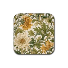 Flower Floral Pattern Floral Digital Paper Spring Flora Botanical Blossom Bloom Vintage Rubber Coaster (square) by Maspions