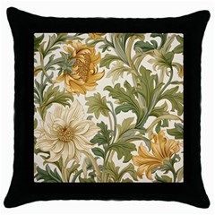 Flower Floral Pattern Floral Digital Paper Spring Flora Botanical Blossom Bloom Vintage Throw Pillow Case (black) by Maspions