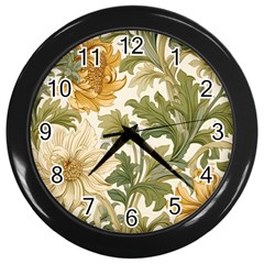 Flower Floral Pattern Floral Digital Paper Spring Flora Botanical Blossom Bloom Vintage Wall Clock (black)