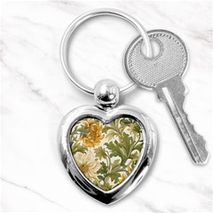 Flower Floral Pattern Floral Digital Paper Spring Flora Botanical Blossom Bloom Vintage Key Chain (heart)