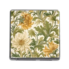 Flower Floral Pattern Floral Digital Paper Spring Flora Botanical Blossom Bloom Vintage Memory Card Reader (square 5 Slot)