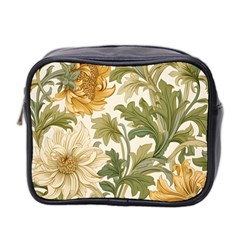 Flower Floral Pattern Floral Digital Paper Spring Flora Botanical Blossom Bloom Vintage Mini Toiletries Bag (two Sides)