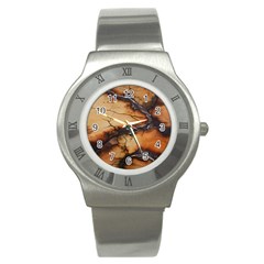 Texture Woodgrain Pattern Nature Wood Pattern Stainless Steel Watch by Maspions