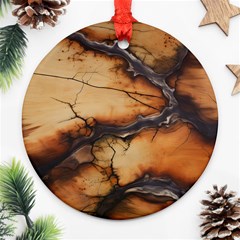 Texture Woodgrain Pattern Nature Wood Pattern Round Ornament (two Sides)