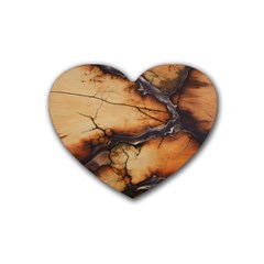 Texture Woodgrain Pattern Nature Wood Pattern Rubber Coaster (heart) by Maspions