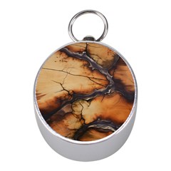 Texture Woodgrain Pattern Nature Wood Pattern Mini Silver Compasses