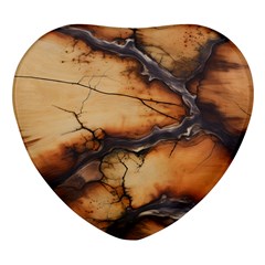 Texture Woodgrain Pattern Nature Wood Pattern Heart Glass Fridge Magnet (4 Pack)