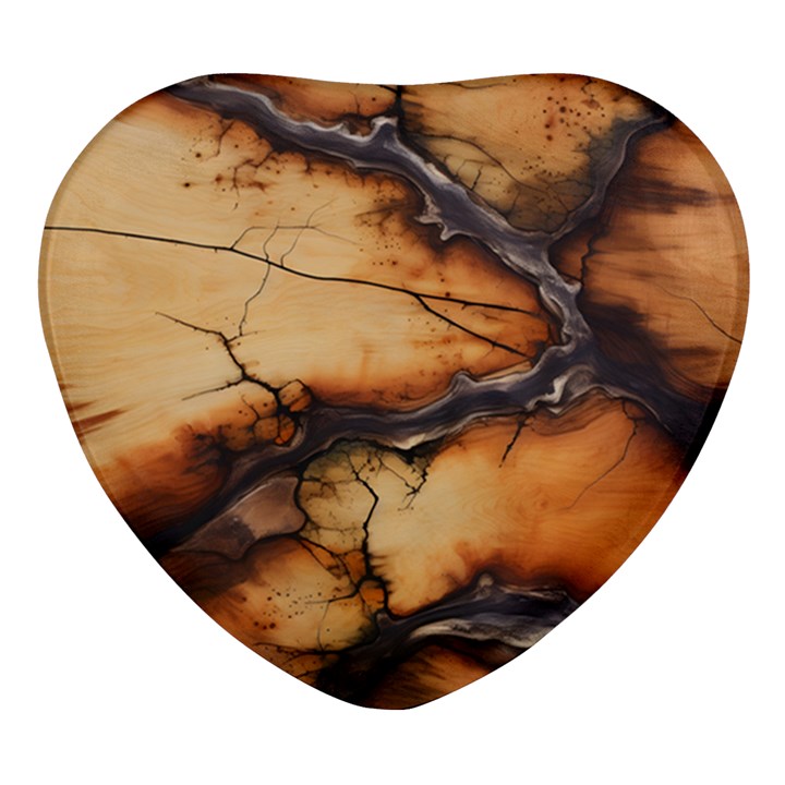 Texture Woodgrain Pattern Nature Wood Pattern Heart Glass Fridge Magnet (4 pack)