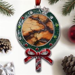 Texture Woodgrain Pattern Nature Wood Pattern Metal X mas Lollipop With Crystal Ornament by Maspions