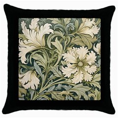 Flower Floral Pattern Floral Digital Paper Spring Flora Botanical Blossom Bloom Vintage Art Throw Pillow Case (black)