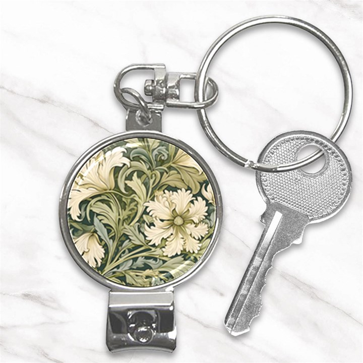 Flower Floral Pattern Floral Digital Paper Spring Flora Botanical Blossom Bloom Vintage Art Nail Clippers Key Chain