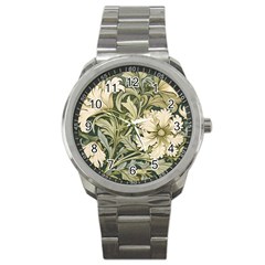 Flower Floral Pattern Floral Digital Paper Spring Flora Botanical Blossom Bloom Vintage Art Sport Metal Watch