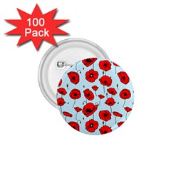 Poppies Flowers Red Seamless Pattern 1 75  Buttons (100 Pack) 