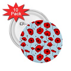 Poppies Flowers Red Seamless Pattern 2 25  Buttons (10 Pack)  by Maspions