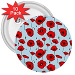 Poppies Flowers Red Seamless Pattern 3  Buttons (10 pack)  Front