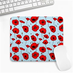 Poppies Flowers Red Seamless Pattern Large Mousepad