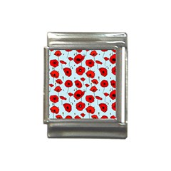 Poppies Flowers Red Seamless Pattern Italian Charm (13mm)