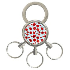 Poppies Flowers Red Seamless Pattern 3-ring Key Chain by Maspions