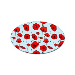 Poppies Flowers Red Seamless Pattern Sticker (oval)