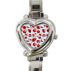 Poppies Flowers Red Seamless Pattern Heart Italian Charm Watch