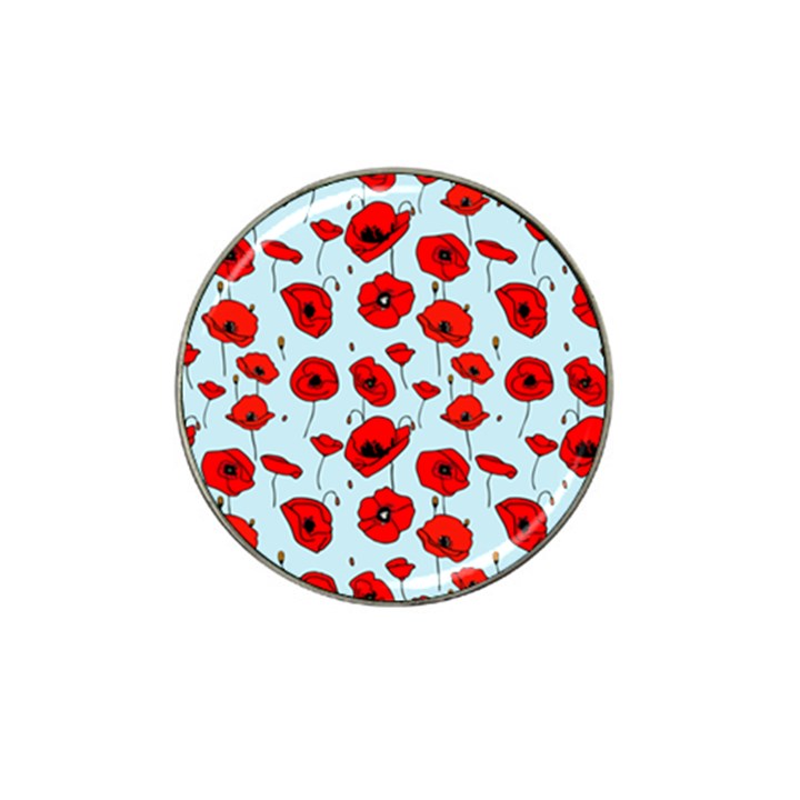 Poppies Flowers Red Seamless Pattern Hat Clip Ball Marker (4 pack)