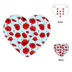 Poppies Flowers Red Seamless Pattern Playing Cards Single Design (heart)