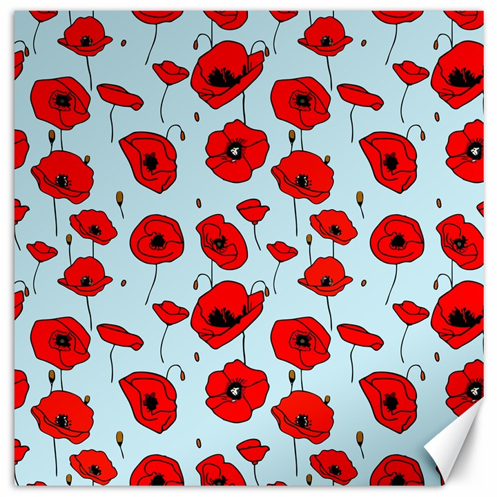 Poppies Flowers Red Seamless Pattern Canvas 20  x 20 