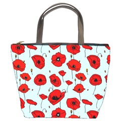 Poppies Flowers Red Seamless Pattern Bucket Bag