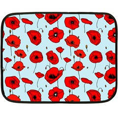 Poppies Flowers Red Seamless Pattern Fleece Blanket (mini) by Maspions