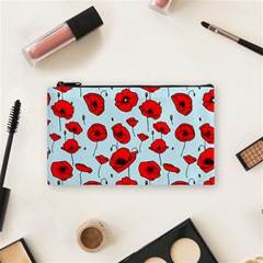 Poppies Flowers Red Seamless Pattern Cosmetic Bag (small)