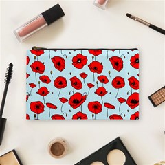 Poppies Flowers Red Seamless Pattern Cosmetic Bag (medium)