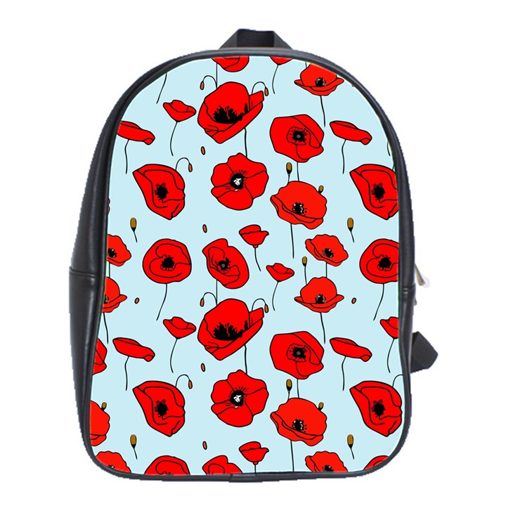 Poppies Flowers Red Seamless Pattern School Bag (Large)