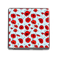 Poppies Flowers Red Seamless Pattern Memory Card Reader (square 5 Slot)