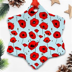 Poppies Flowers Red Seamless Pattern Ornament (snowflake)