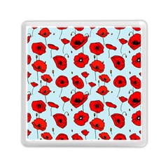 Poppies Flowers Red Seamless Pattern Memory Card Reader (square)