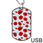 Poppies Flowers Red Seamless Pattern Dog Tag USB Flash (Two Sides) Front