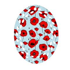 Poppies Flowers Red Seamless Pattern Ornament (oval Filigree) by Maspions