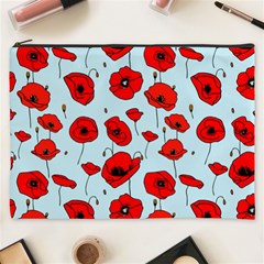 Poppies Flowers Red Seamless Pattern Cosmetic Bag (xxxl)